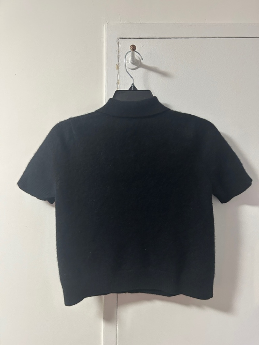 Aqua Cashmere Black Short-Sleeve Polo Knit Top - Picture 3 of 5